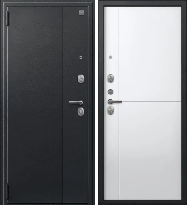 Фото Дверь A-05 черный сатин - кашемир белый DIS007334